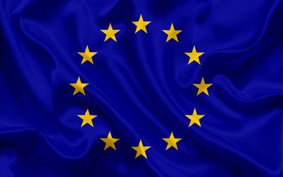 Bandera de la Unión Europea en fondo oscuro simbolizando tensión geopolítica y evolución del discurso bélico en Europa