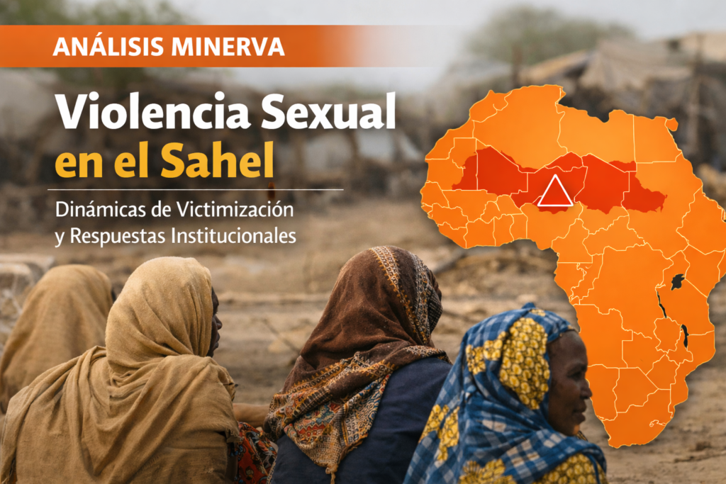 Mapa del Sahel con la región de Liptako-Gourma destacada en análisis sobre violencia sexual en conflictos y terrorismo yihadista.