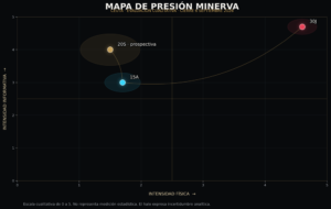 Figura 2. Mapa de Presión Minerva. Escala cualitativa de intensidad física e informativa. No representa una medición estadística.